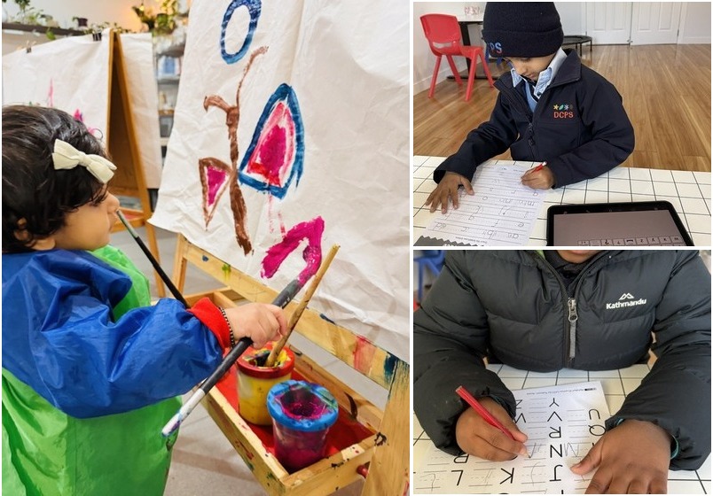 Handwriting and school readiness: alphabet tracing with iPad, vertical easel painting, and close-up dynamic pencil grasp